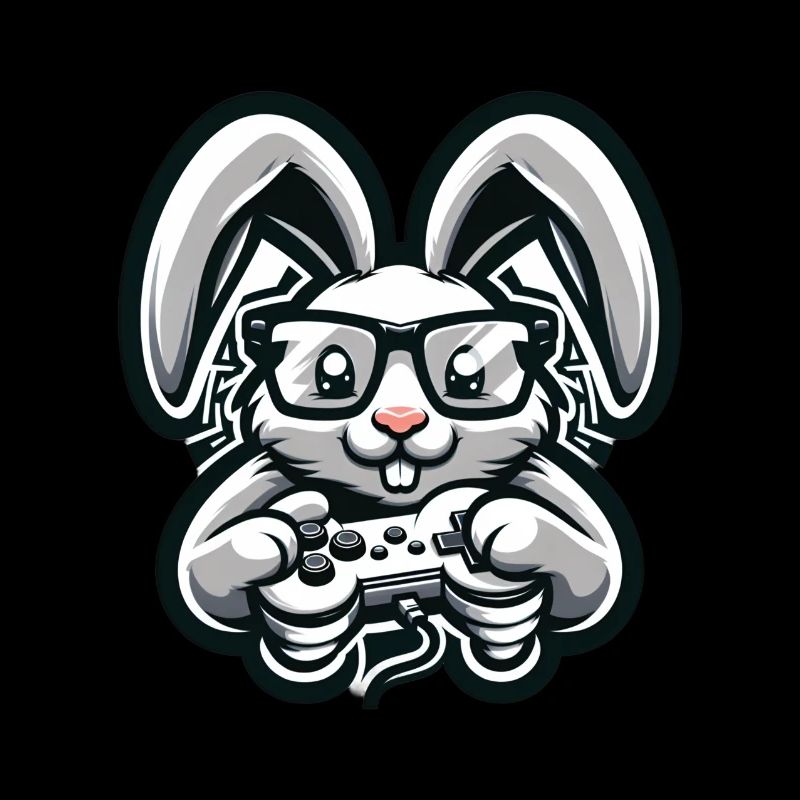 Lapin de jeu avec manette de style rétro