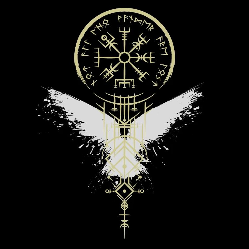 Vikings - Vegvísir - Raven - Compass - Runes