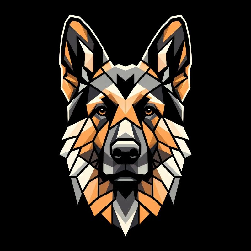 Deutscher Schäferhund Hundekopf Geometrie Polygon Kunst