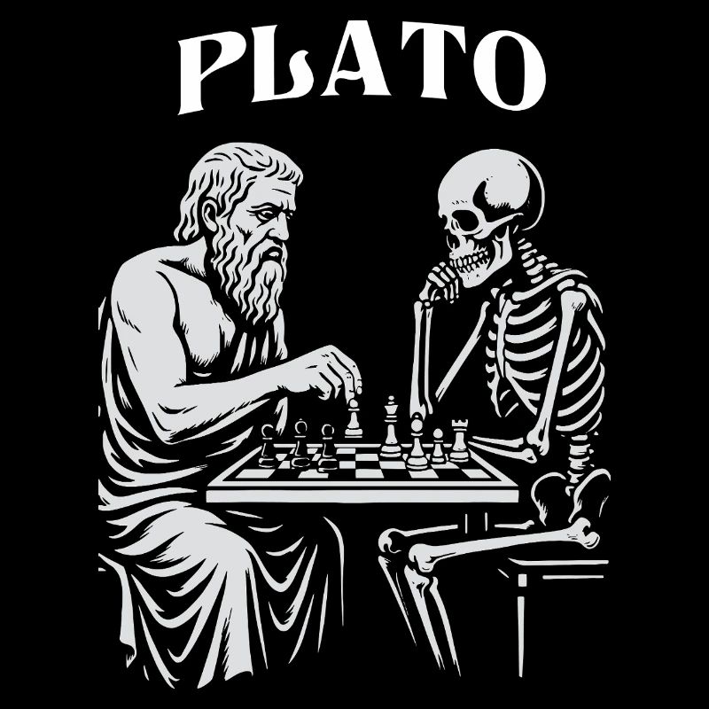 Platon et Skeleton jouant aux échecs
