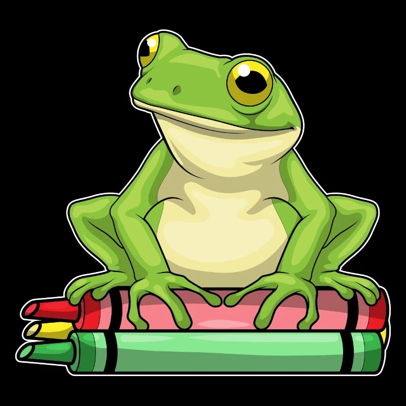Frog Student Crayons School