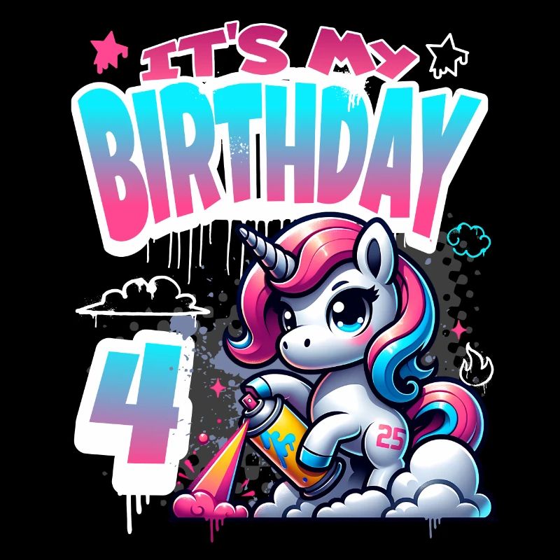 4. Geburtstag Einhorn Graffiti Mädchen
