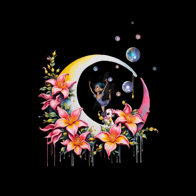 Fée dansant sur la lune