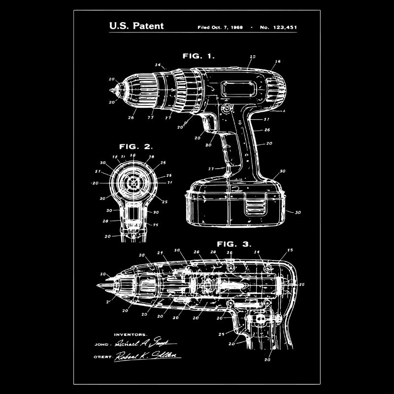 Drill Patent Blueprint Artwork