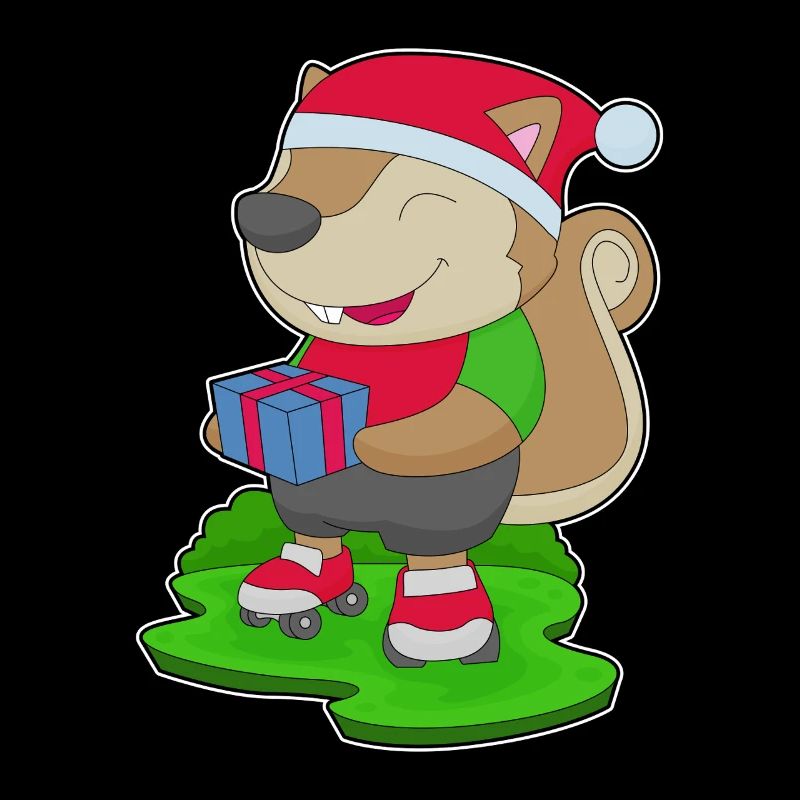 Squirrel Christmas Inline skating