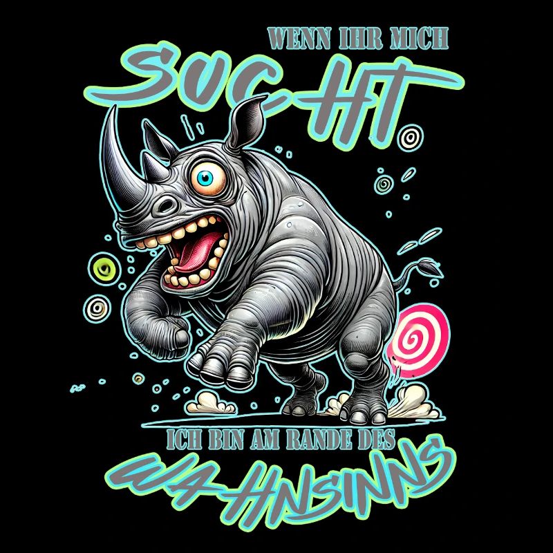 Crazy Nashorn am Rande des Wahnsinns Comic Stil