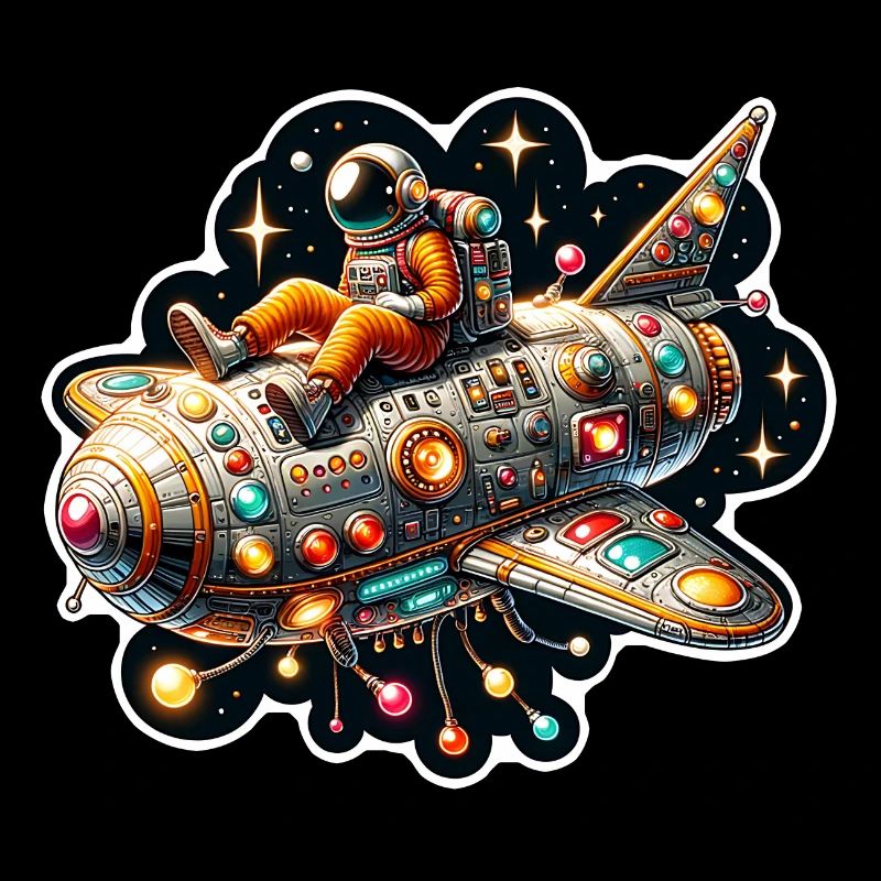 Imaginative whimsical spaceship with astronaut