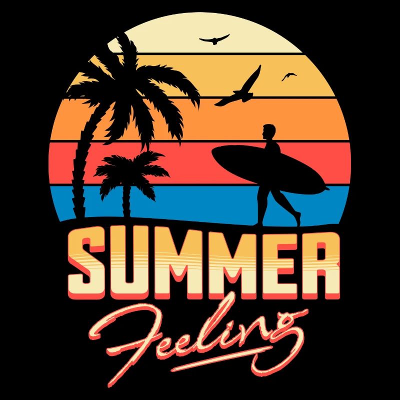 Summer Feeling, Beach, Surf, Sun, Retro, Sea