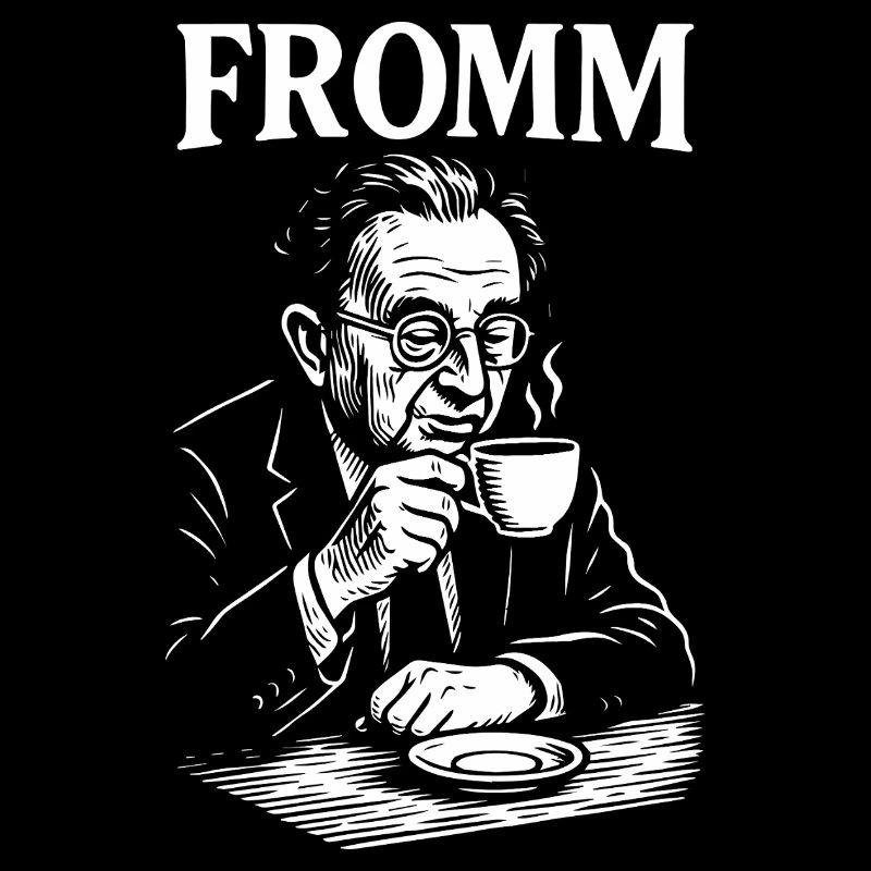 Erich Fromm Coffee Portrait Maglietta monocromatica