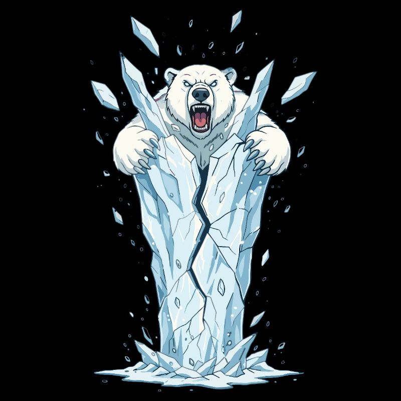 Eisbär bricht Eisblock