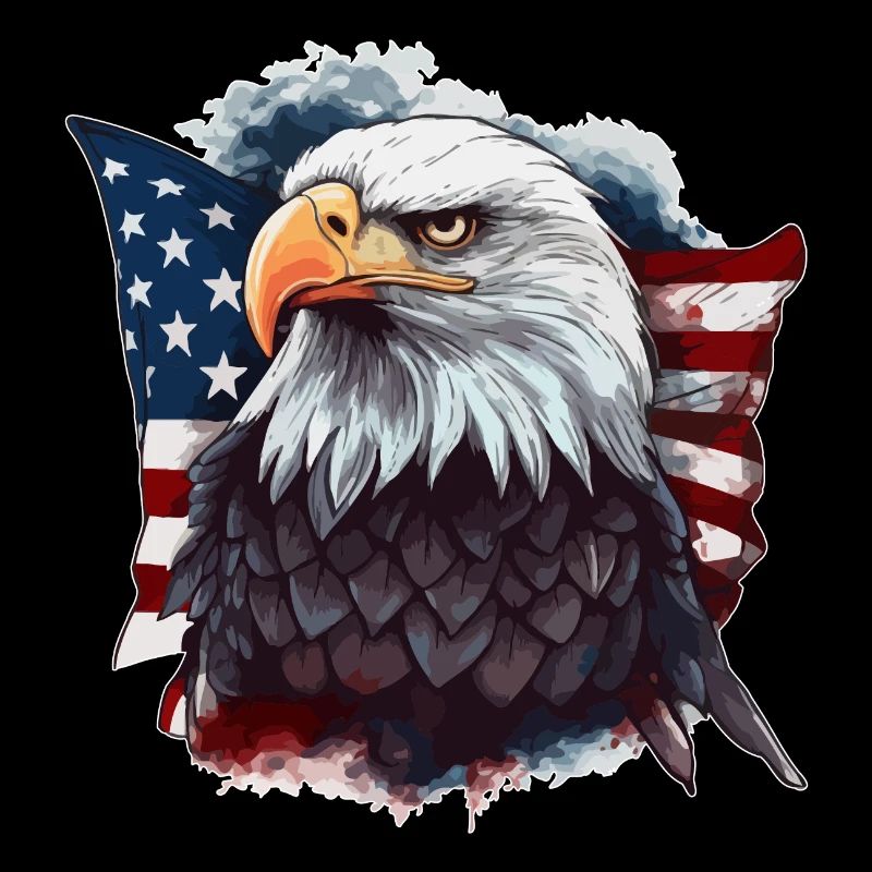 Pygargue à tête blanche américain avec drapeau des États-Unis