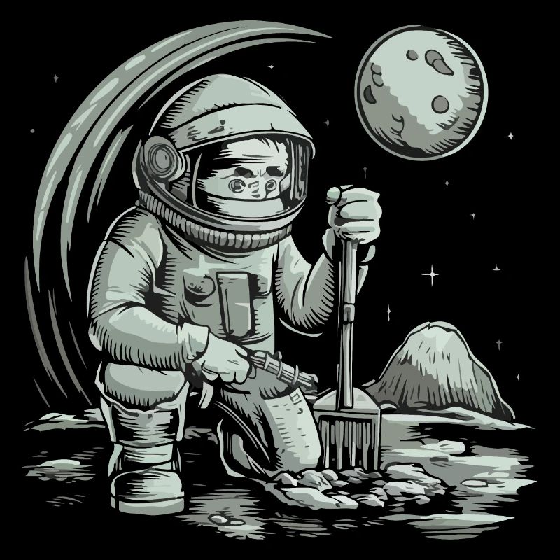 Astronot gräbt den Mond