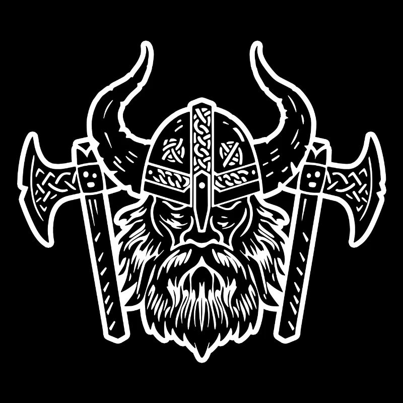 Wikinger Axt und Kopf mit Helm