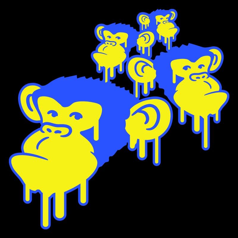 Graffiti Drop Monkey Heads Spray Faces Team