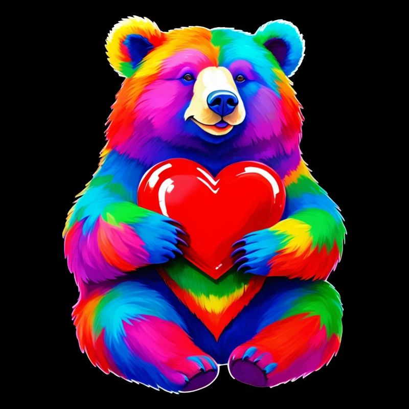 Regenbogen Bär mit Herz Bunt