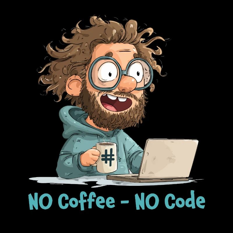 No Coffee - No Code. Lustiges Nerd-Motiv.