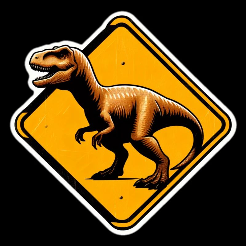 Dinosaur construction sign