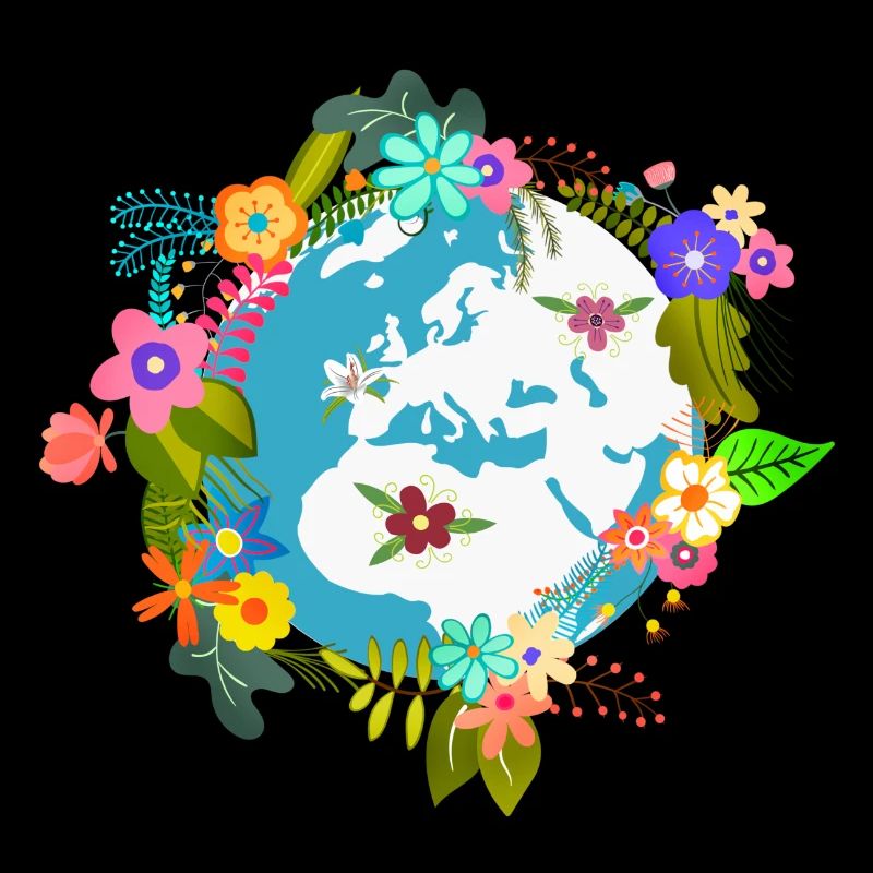 Globe terrestre fleurs