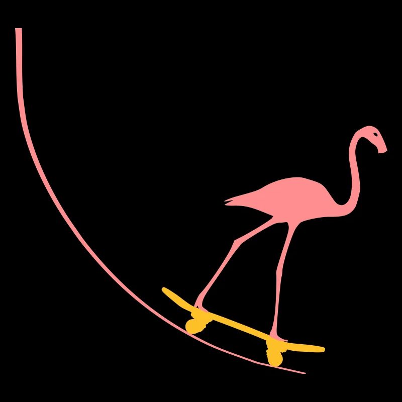Flamingo auf Skateboard