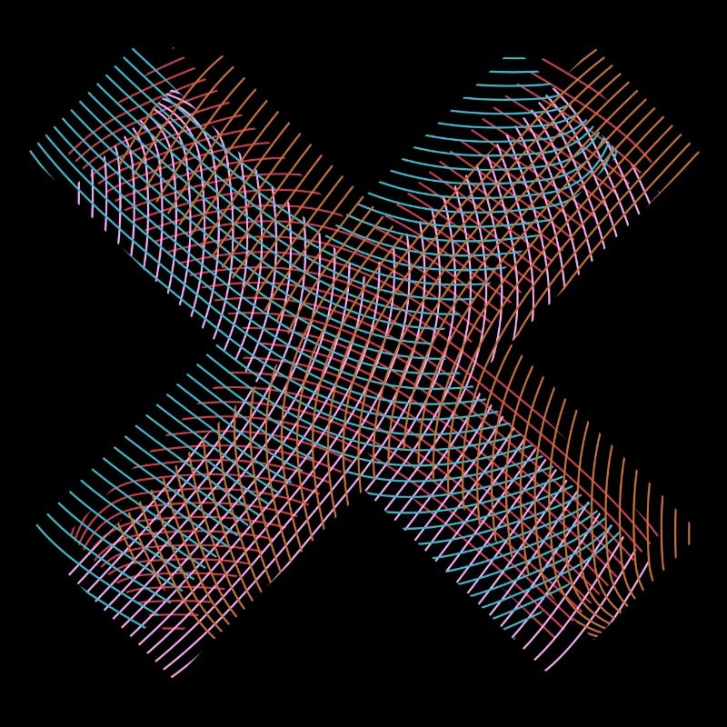 X cool avec différentes couleurs de lignes