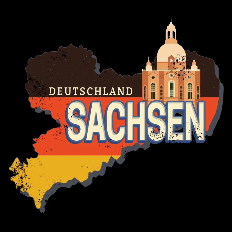 Saxony Germany Retro State Map
