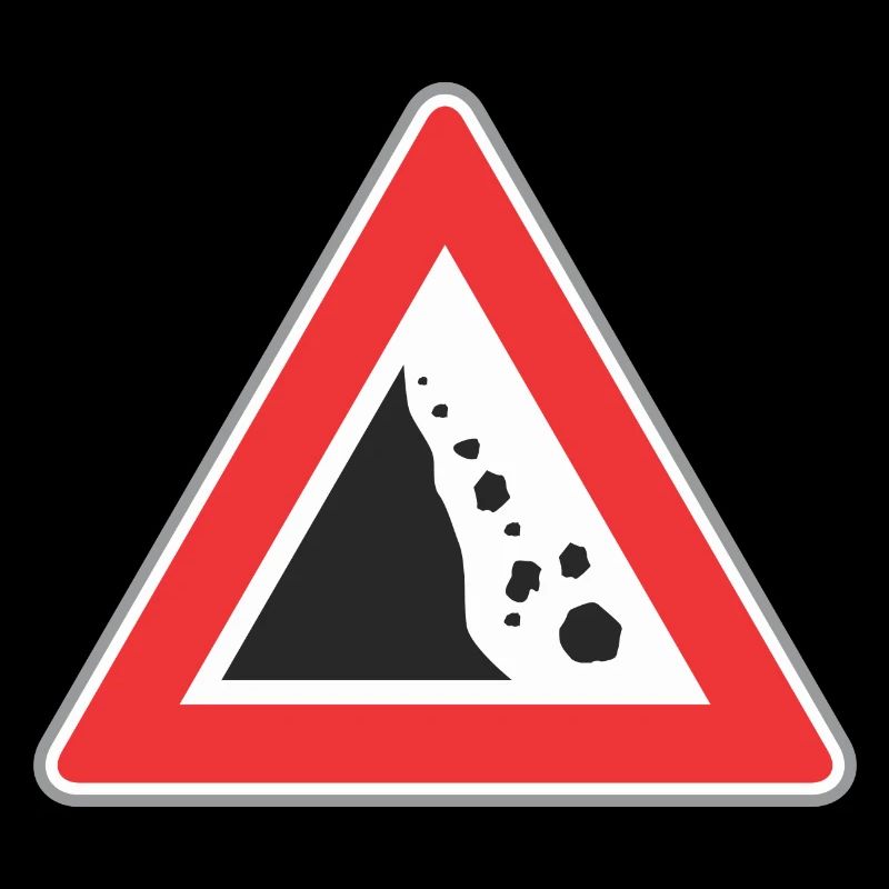 Road sign Stone fall
