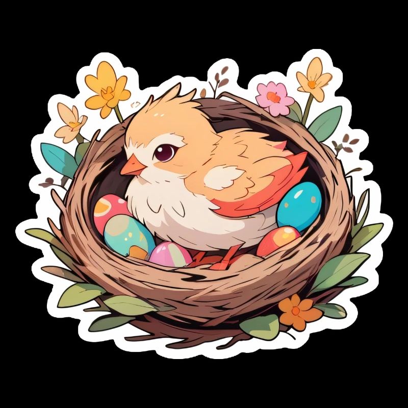 Easter basket with chicks