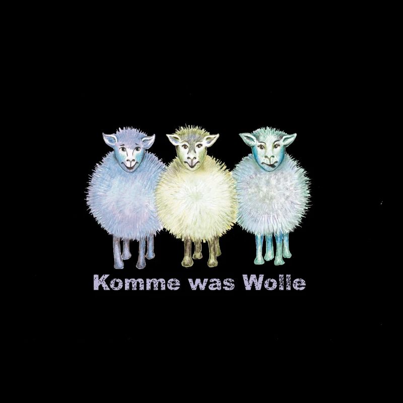 Three sheep "Come what wool" blue