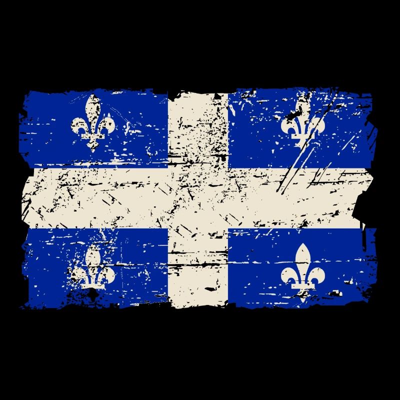 Québec Flag - Canada - Vintage Look