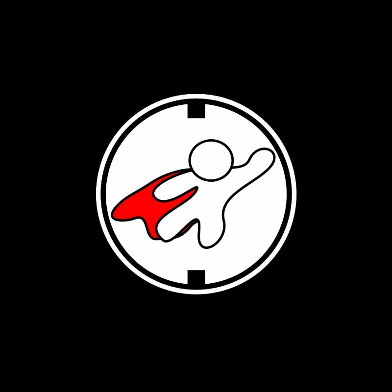 LOGO Superheld weiß rot Silhouette