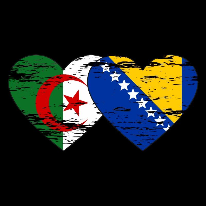 Algérie Bosnie drapeau coeur utilisé