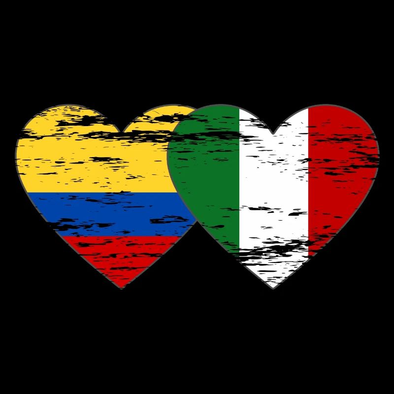 Colombie Italie Drapeau Coeur Utilisé