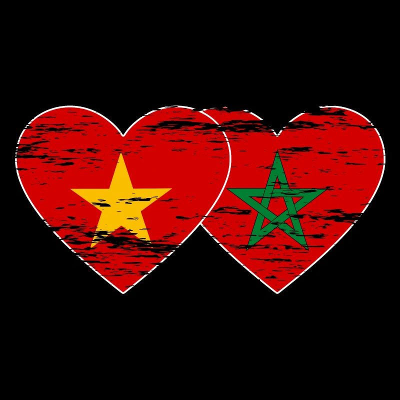 Vietnam Maroc drapeau coeur utilisé