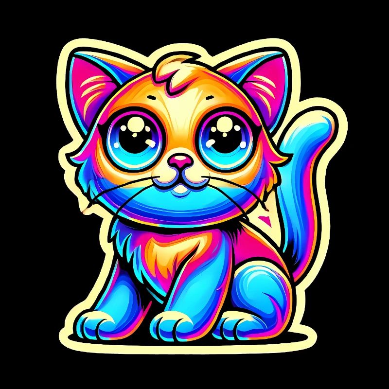 Neon Glow Crazy Cat Design