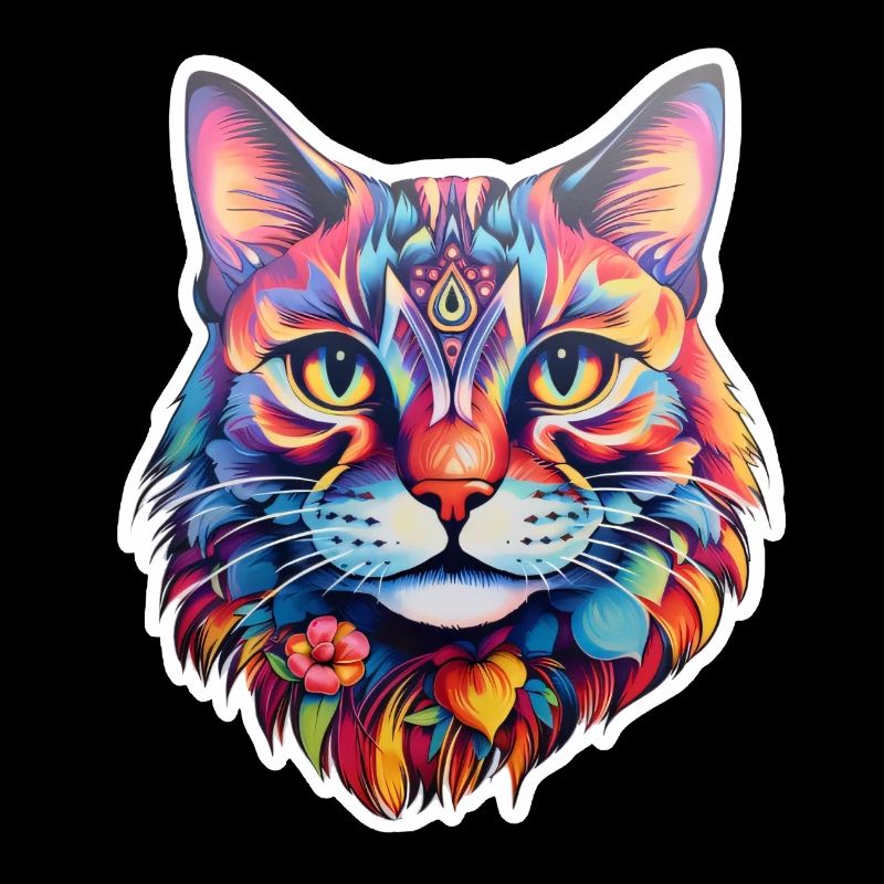 Cat Psychedelic Illustration