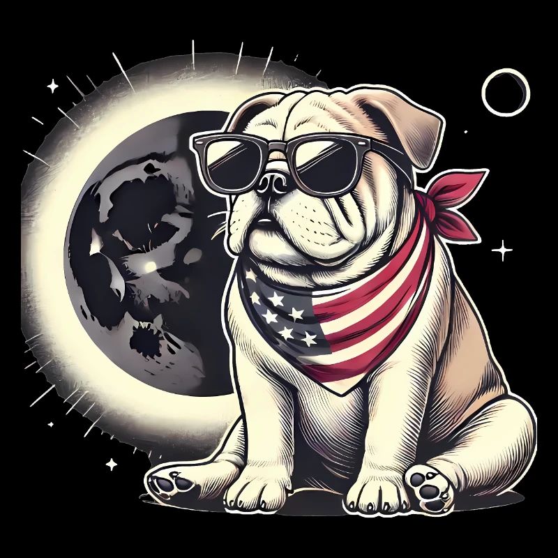 Patriotic Bulldog Solar Eclipse