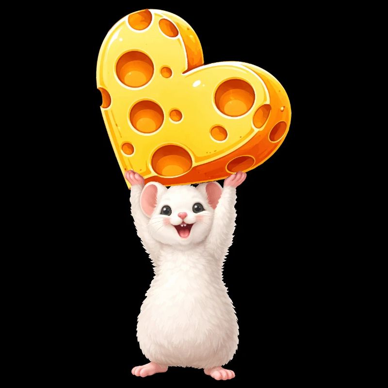 Souris mignonne avec motif d’animal en forme de cœur de fromage
