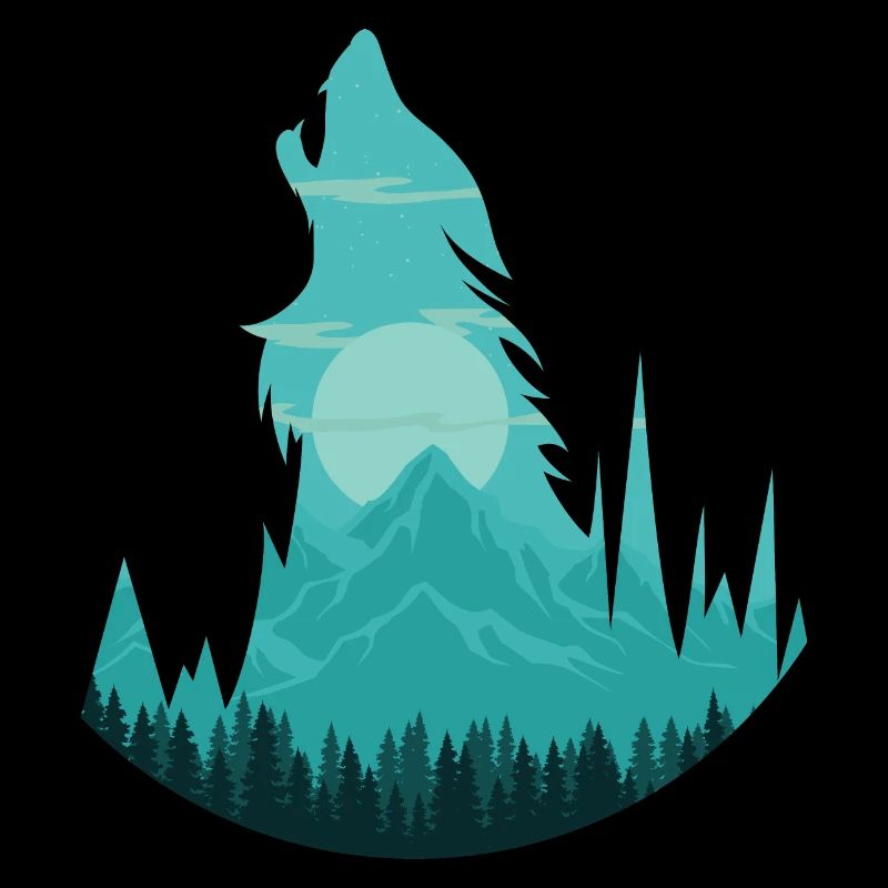 Howling wolf at full moon | Pack moon gift