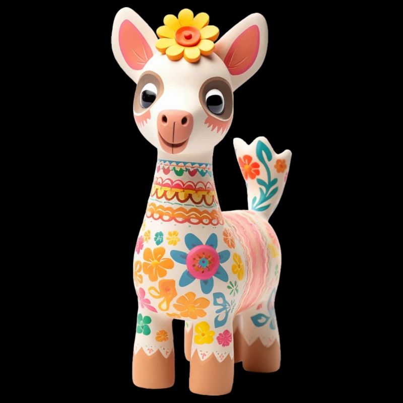 Lama mignon avec décoration florale