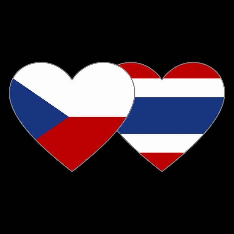 République tchèque Thaïlande drapeau coeur