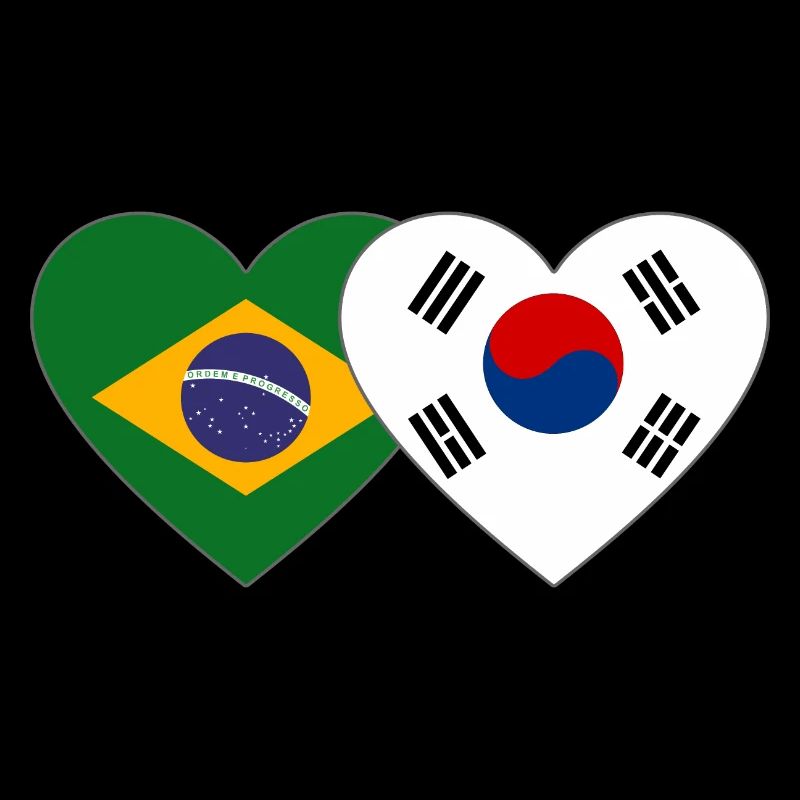 Brésil Corée du Sud Drapeau Coeur