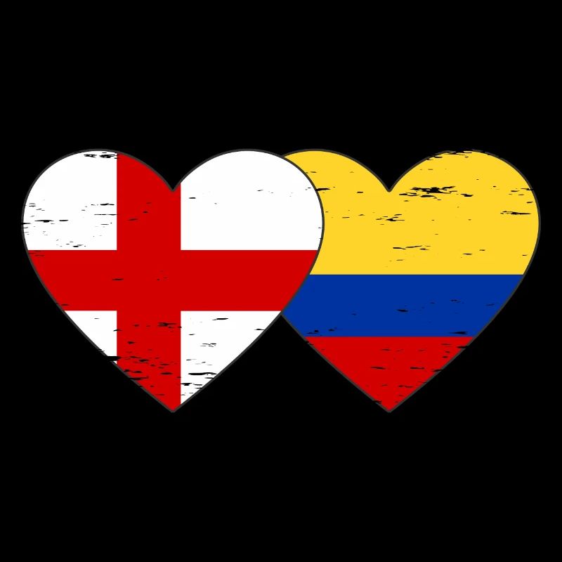 Angleterre Colombie drapeau coeur utilisé