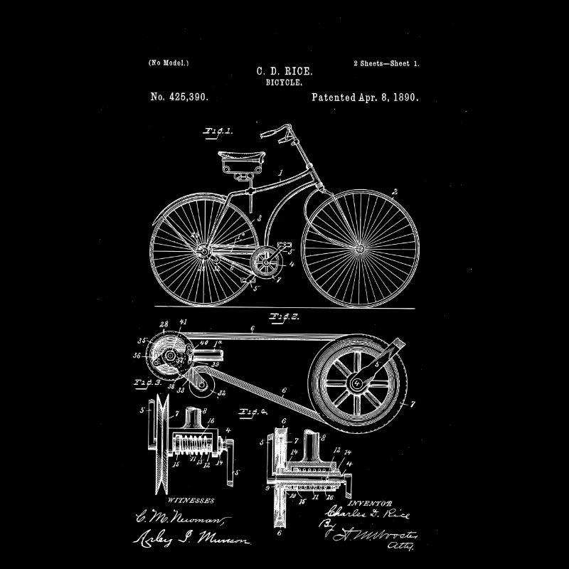 vintage bicycle drawing blueprints