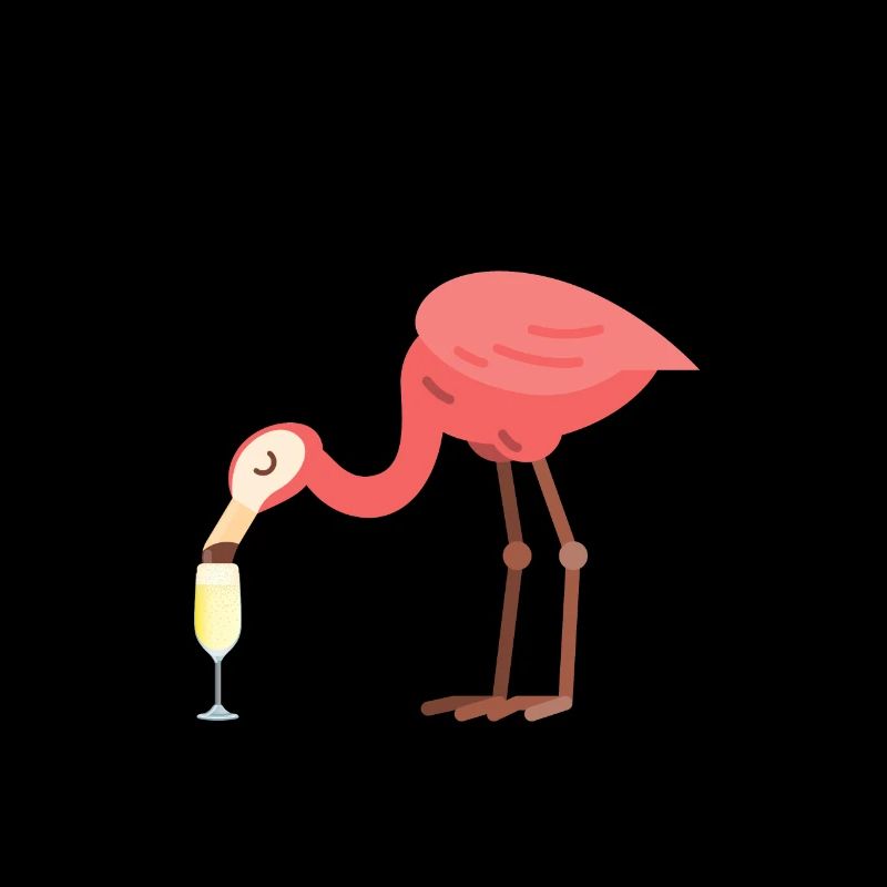 Flamingo drinking sparkling wine