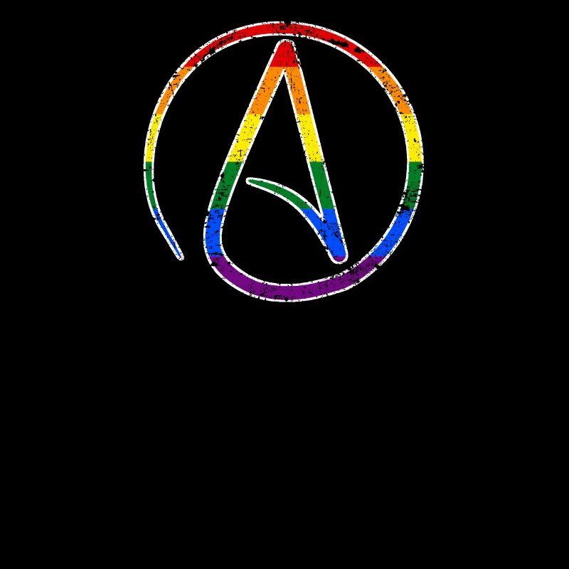 Logo de l’athéisme avec drapeau arc-en-ciel LGBT athée