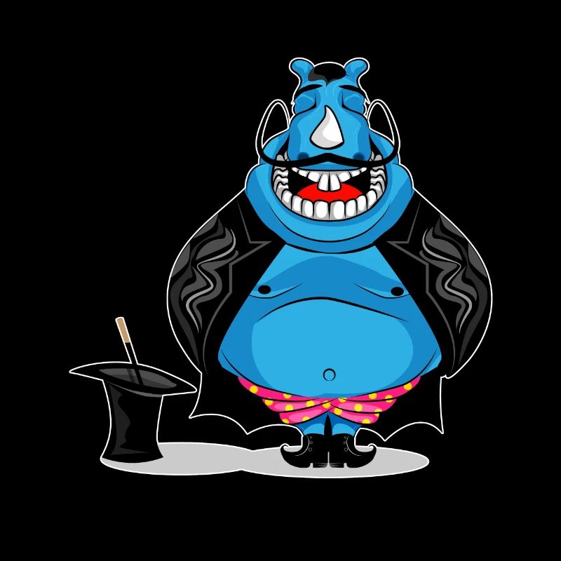 Hippopotame Magicien Doodle Art