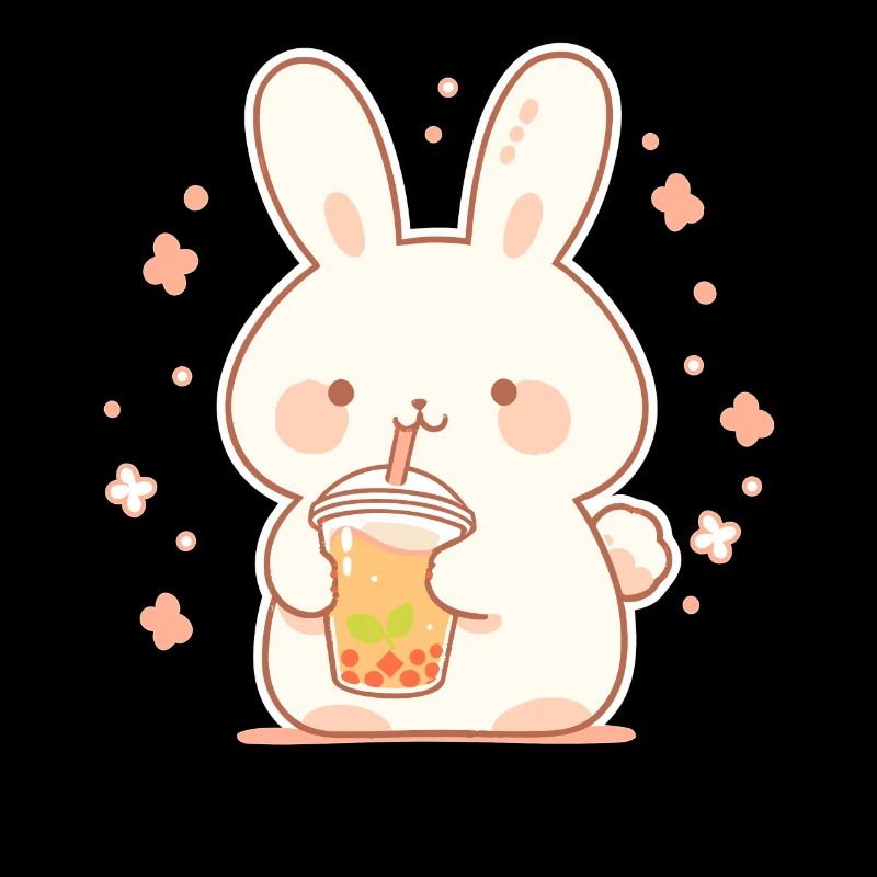 Kawaii Hase trinkt Boba Bubble Tea Chibi