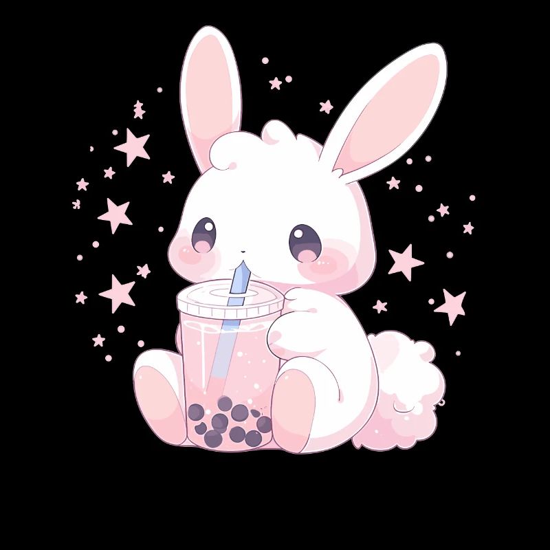 Kawaii Bunny Drinks Boba Bubble Tea Chibi