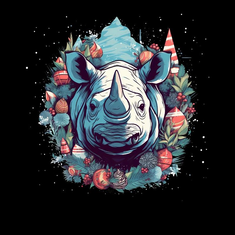 Rhino mit Xmas Elements, Love Rhinos