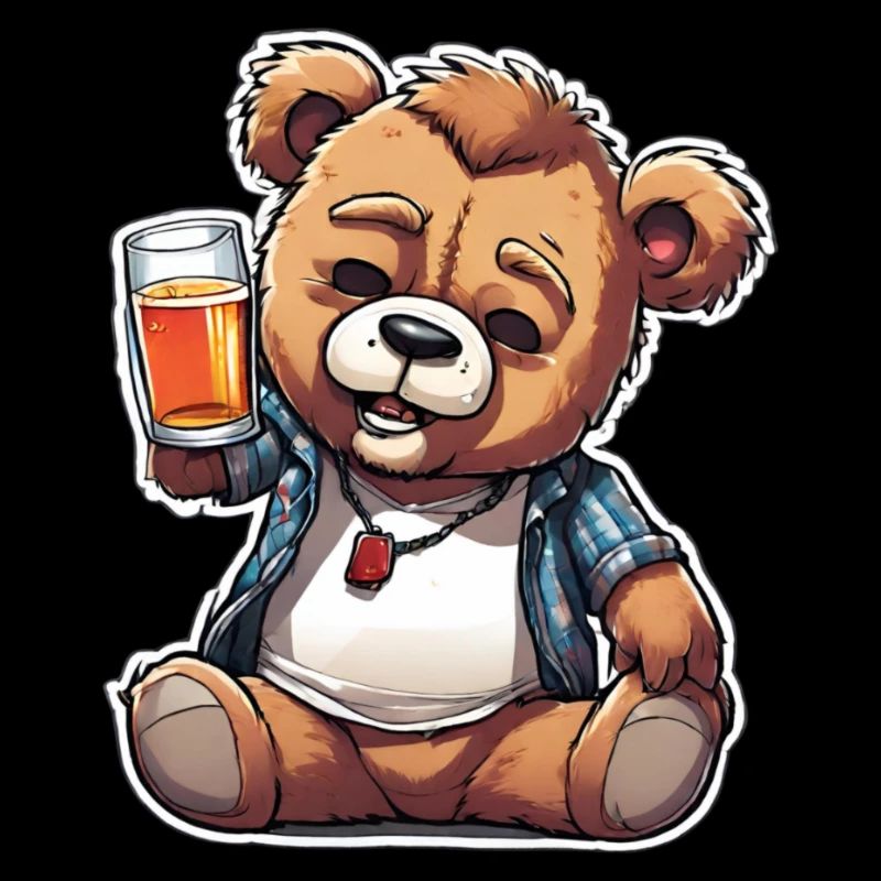 Feiernder Teddy mit Bier